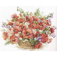 Alisa Basket Of Poppies Cross Stitch Kit