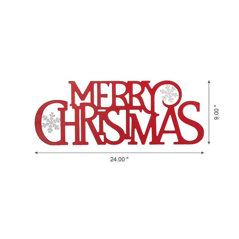 Glitzhome® 24" Red Merry Christmas Metal Wall Décor