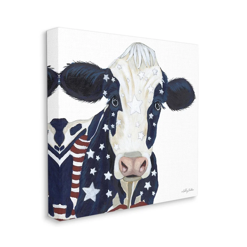 Stupell Industries Country Americana Cow Flag Pattern Canvas Wall Art