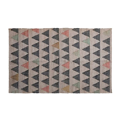 Hello Honey® Multicolor Boho Woven Jute and Cotton Rug with Triangle Pattern, 5ft. x 8ft.
