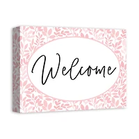 Welcome Pink Leaves Canvas Wall Art