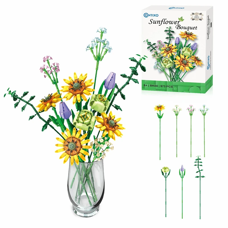 Contixo BK04 Sunflower Bouquet Floral Collection Building Block Set