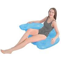 50" Blue Mosaic Water Lounger with Cup Holders & Backrest