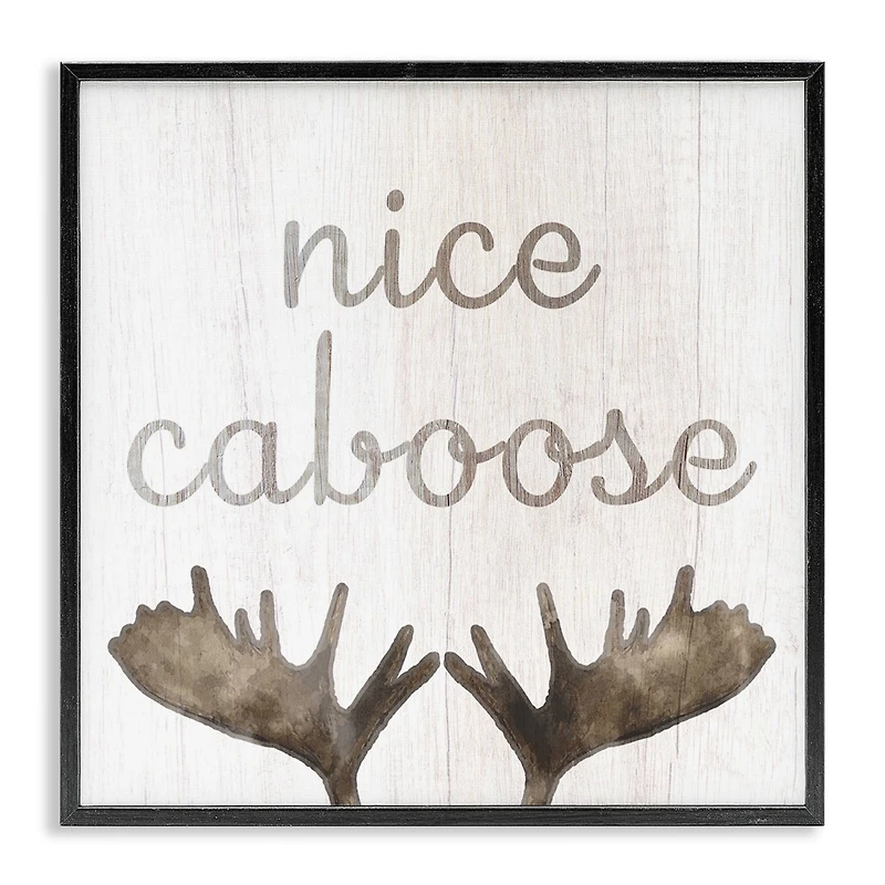 Stupell Industries Nice Caboose Bathroom Moose Antlers Framed Giclee Art