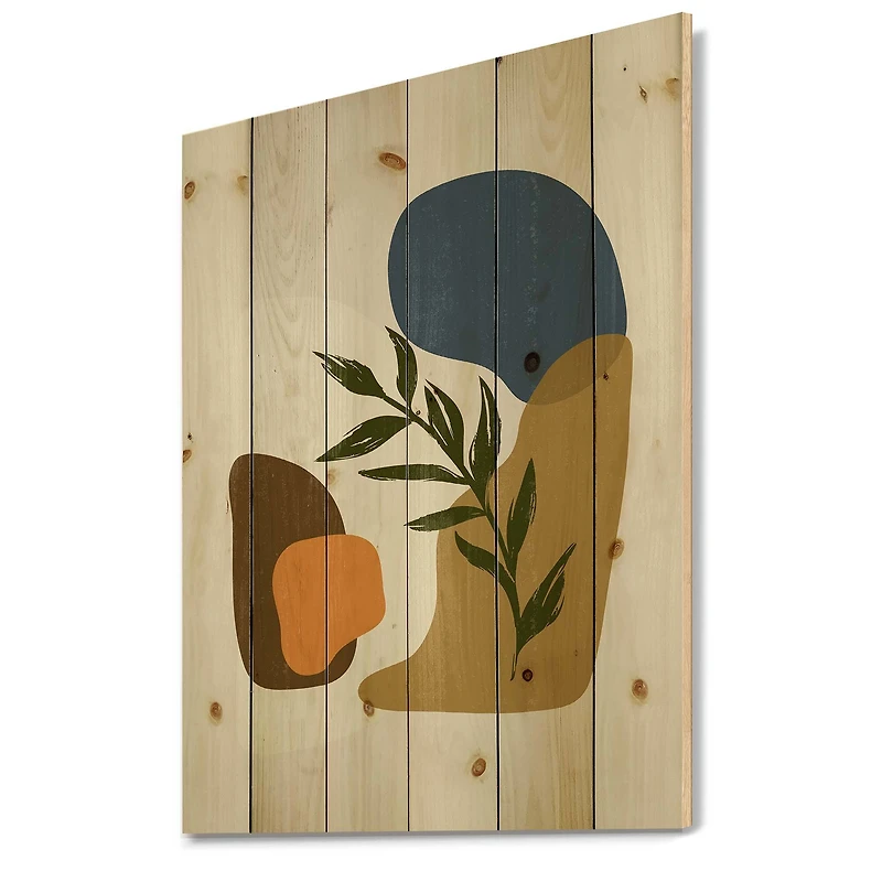 Designart - Botanical Minimalist Shapes With Green Leaf