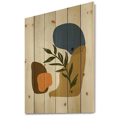 Designart - Botanical Minimalist Shapes With Green Leaf