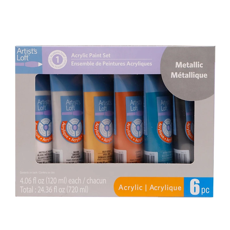 12 Packs: 6 ct. (72 total) Metallic Acrylic Paint Set by Artist's Loft™