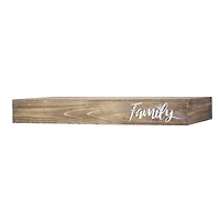 Walnut "Family" Text Engraving Floating Wall Shelf
