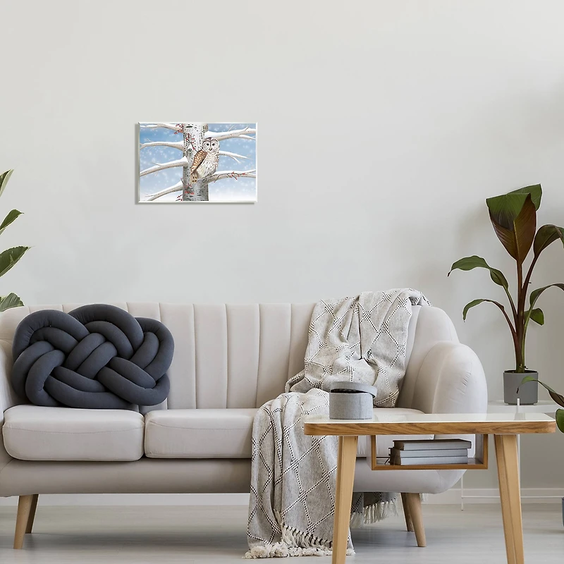 Stupell Industries Snowy Birch Tree Owl Wall Plaque Art