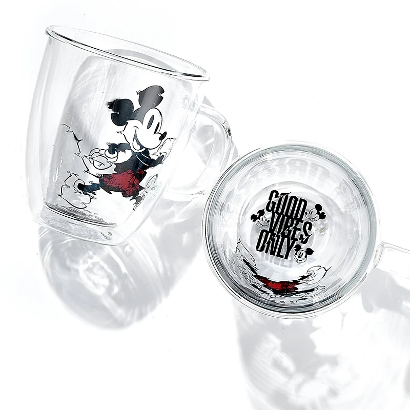 13.5oz. Disney® Mickey Mouse Glitch Glass Mugs, 2ct.