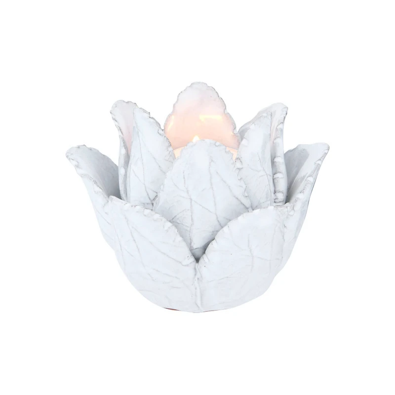 Hello Honey® White Flower-Shaped Terracotta Tealight Candleholder