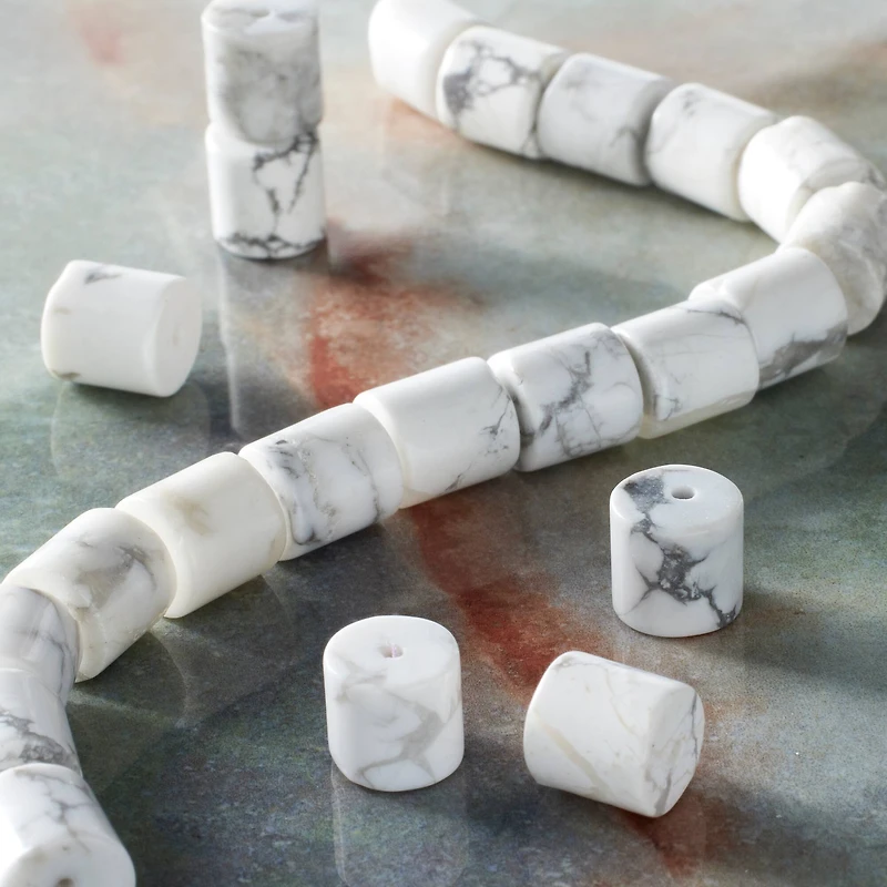 White Howlite Tube Beads, 8mm by Bead Landing™