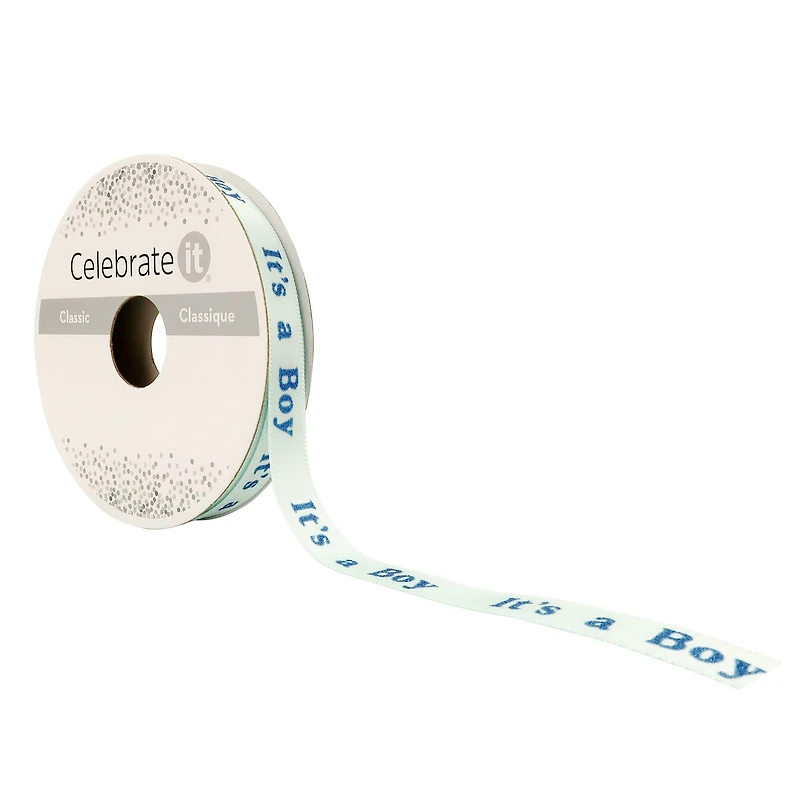 3/8" x 7yd. Satin It's a Boy Ribbon by Celebrate It®