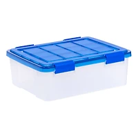 IRIS® WeatherPro™ 26.5qt. Clear Heavy Duty Plastic Storage Bin with Blue Lid