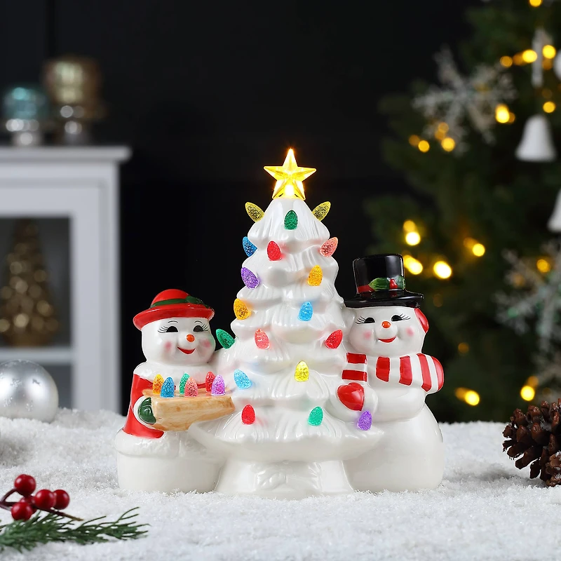 9.25" Mr. & Mrs. Snowman Nostalgic Tree