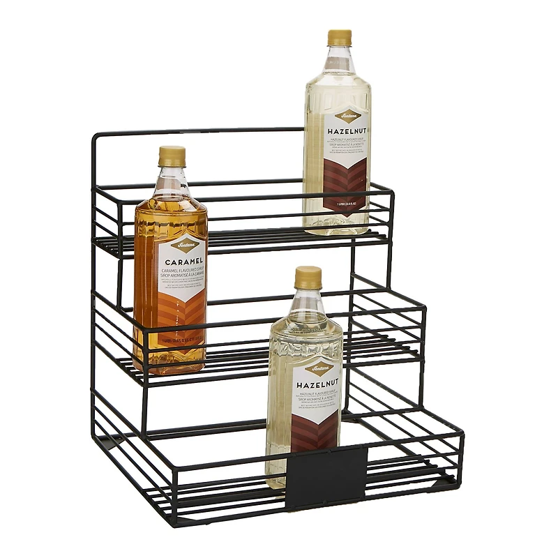 Mind Reader Black 4 Compartment Bottle Organizer Holder & Storage
