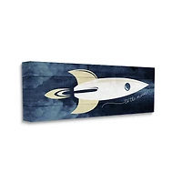 Stupell Industries To The Moon Phrase Rustic Space Ship Blue Canvas Wall Art