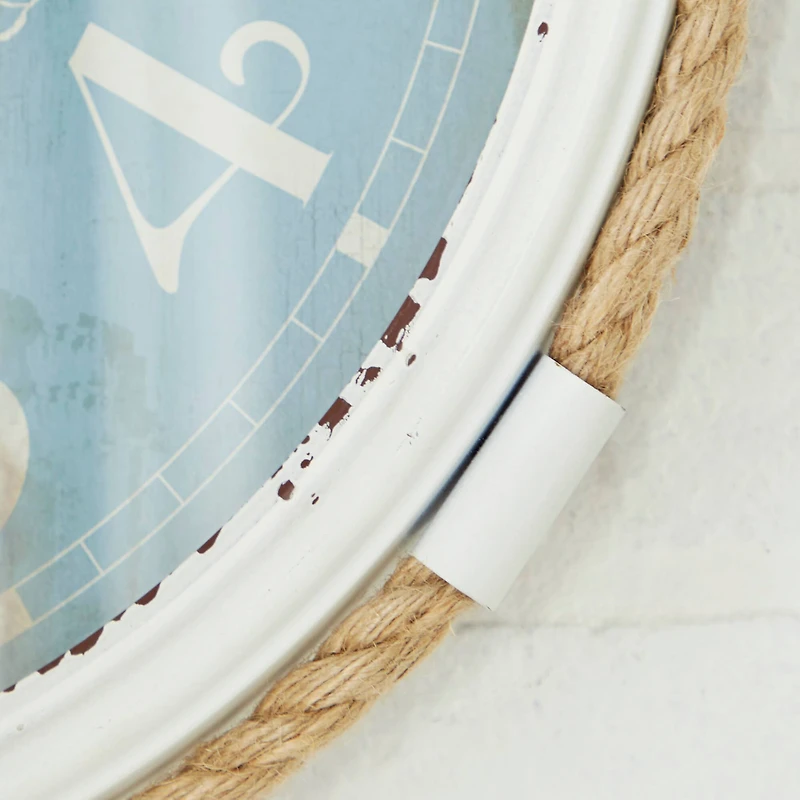 17" Blue Metal Coastal Wall Clock