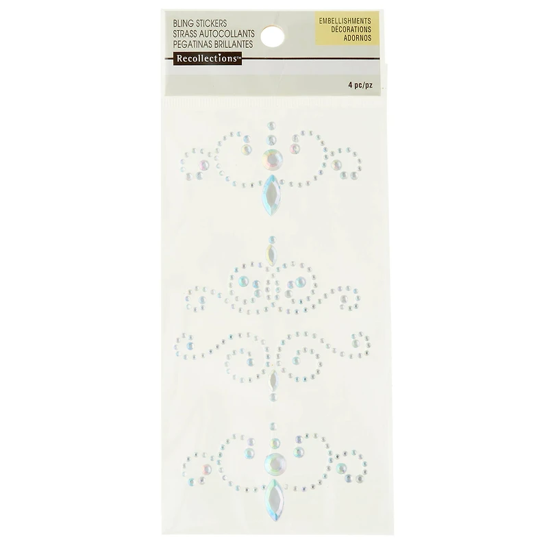 12 Packs: 4 ct. (48 total) Curved Flourish Adhesive Rhinestones by Recollections™