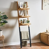 Hello Honey® 72" Fir Wood Ladder Shelf with Metal Base