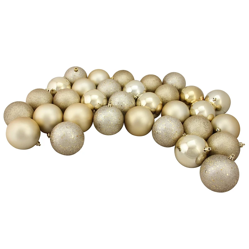 32ct. 3.25" Champagne Gold Shatterproof Ball Ornaments