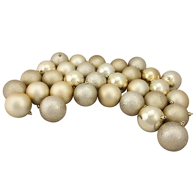 32ct. 3.25" Champagne Gold Shatterproof Ball Ornaments