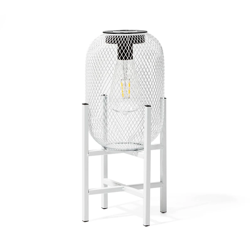 Glitzhome® 14" Metal Mesh Solar Powered Lantern with Stand