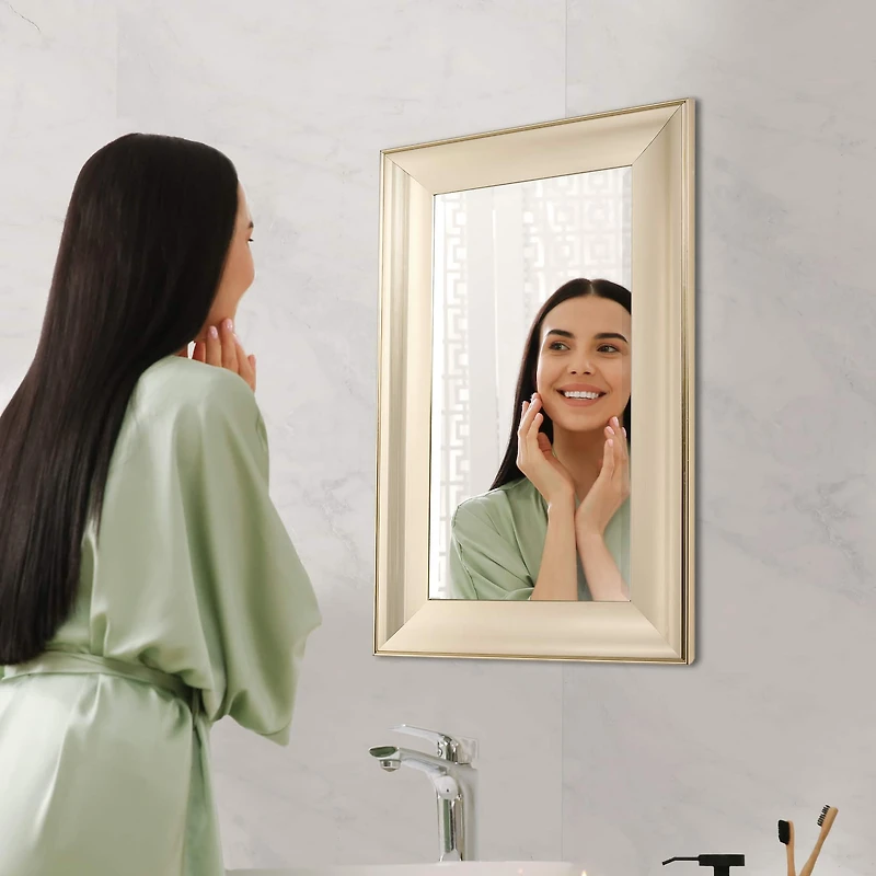 Head West 29.5" Traditional Brushed Nickel Framed Wall Vanity Mirror