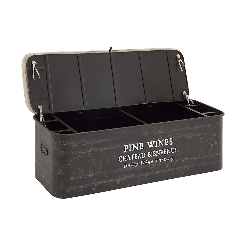 Brown Industrial Metal Storage Bench, 17" x 48"