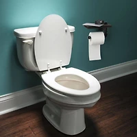 Black Wall Mounted Toilet Paper Holder with Rustic Wooden Shelf