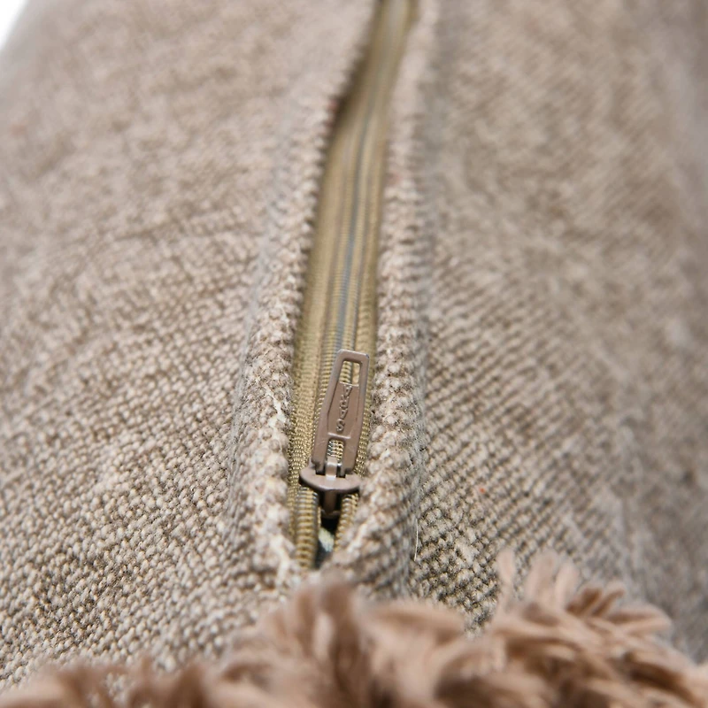 Hello Honey® Brown Square Canvas Pillow Cover with Tassels