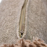 Hello Honey® Brown Square Canvas Pillow Cover with Tassels