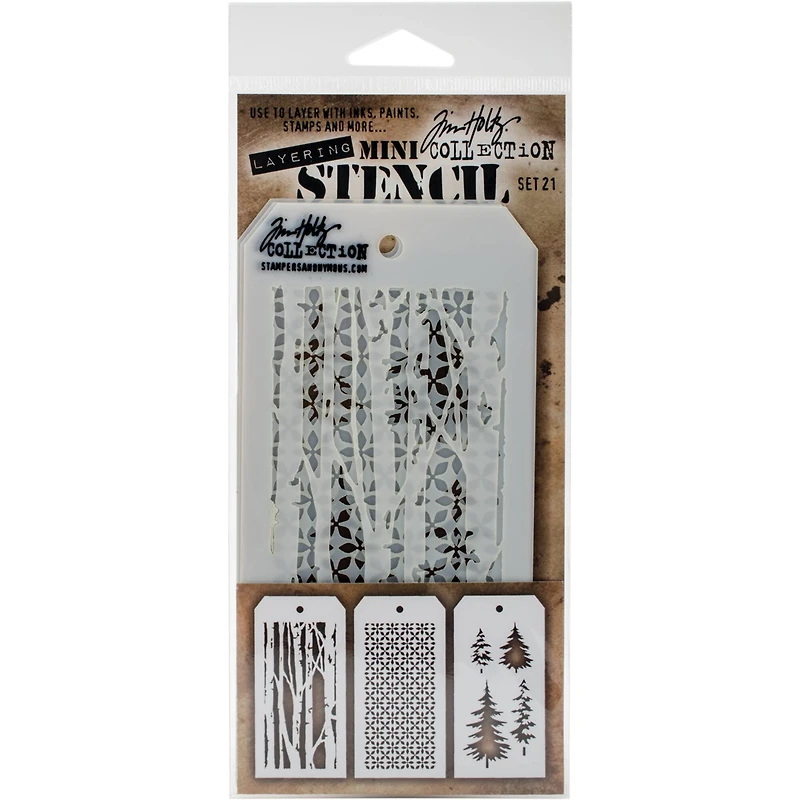 Stampers Anonymous Tim Holtz® Mini #21 Layering Stencil Set