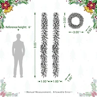Glitzhome® 36" Oversized Pre-Lit Snow Flocked Christmas Wreath & Garland Set