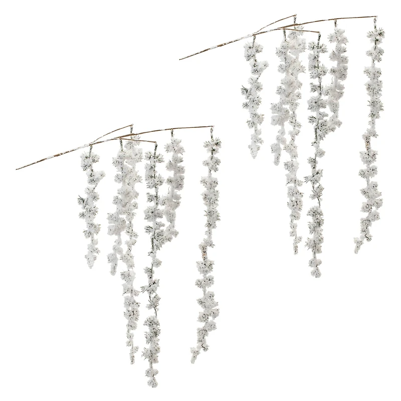 Snowy Hanging Pine Cluster Branches, 2ct.