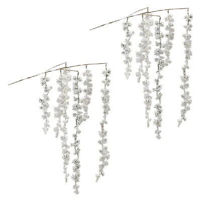 Snowy Hanging Pine Cluster Branches, 2ct.