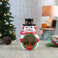 12" Ceramic Musical Snowman Candy Bowl