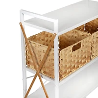 Honey Can Do 3-Tier White Decorative Over-the-Toilet Space Saver with Woven Baskets