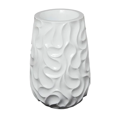 24" White Wave Textured Vase