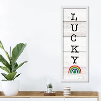 Lucky Wood Slats Rainbow 12" x 36" Black Framed Print Under Plexiglass