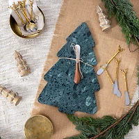 Hello Honey® 14" Marble Tree Shaped Cheese & Cutting Board with Canape Knife