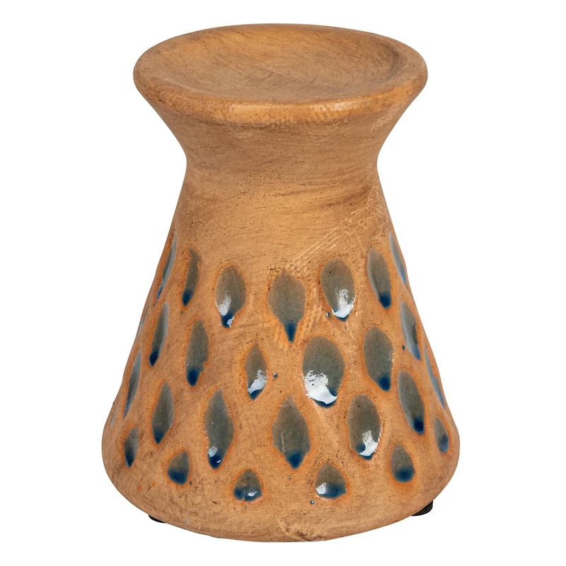 Hello Honey® 6.5" Terra Cotta Debossed Candle Pillar Holder