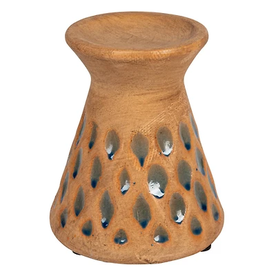 Hello Honey® 6.5" Terra Cotta Debossed Candle Pillar Holder