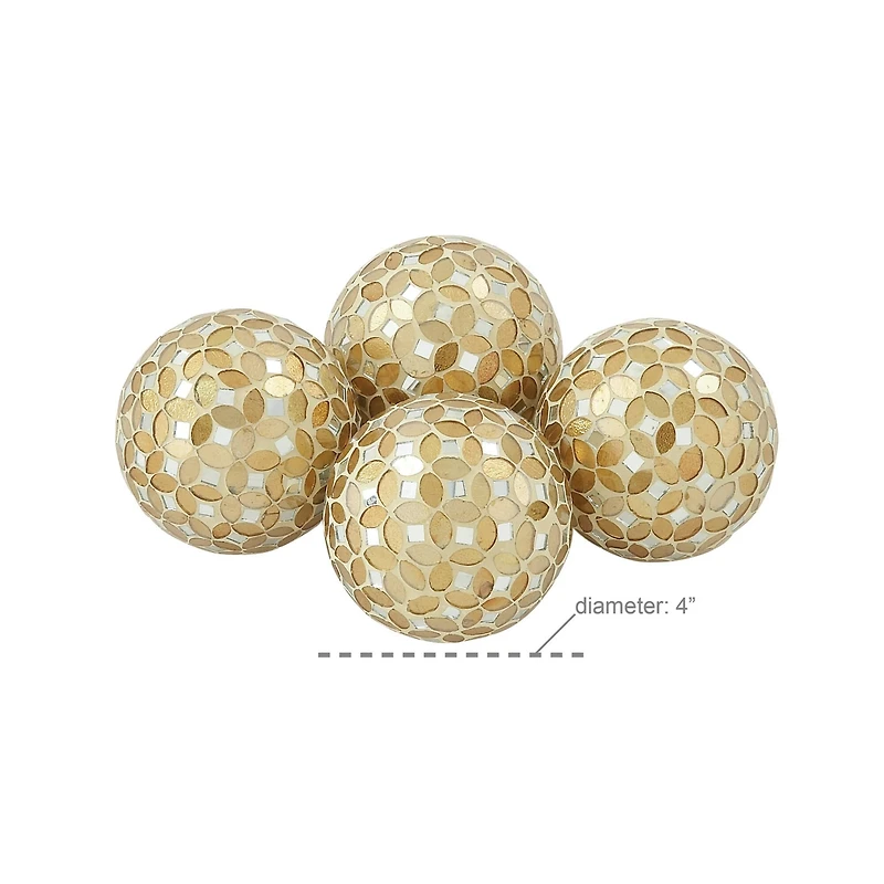 4" Glam Gold & White Plastic Orb Vase Fillers, 4ct.