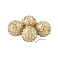 4" Glam Gold & White Plastic Orb Vase Fillers, 4ct.