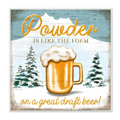 Stupell Industries Powder Like Foam Phrase Winter Mountain Beer Glass,12" x 12"