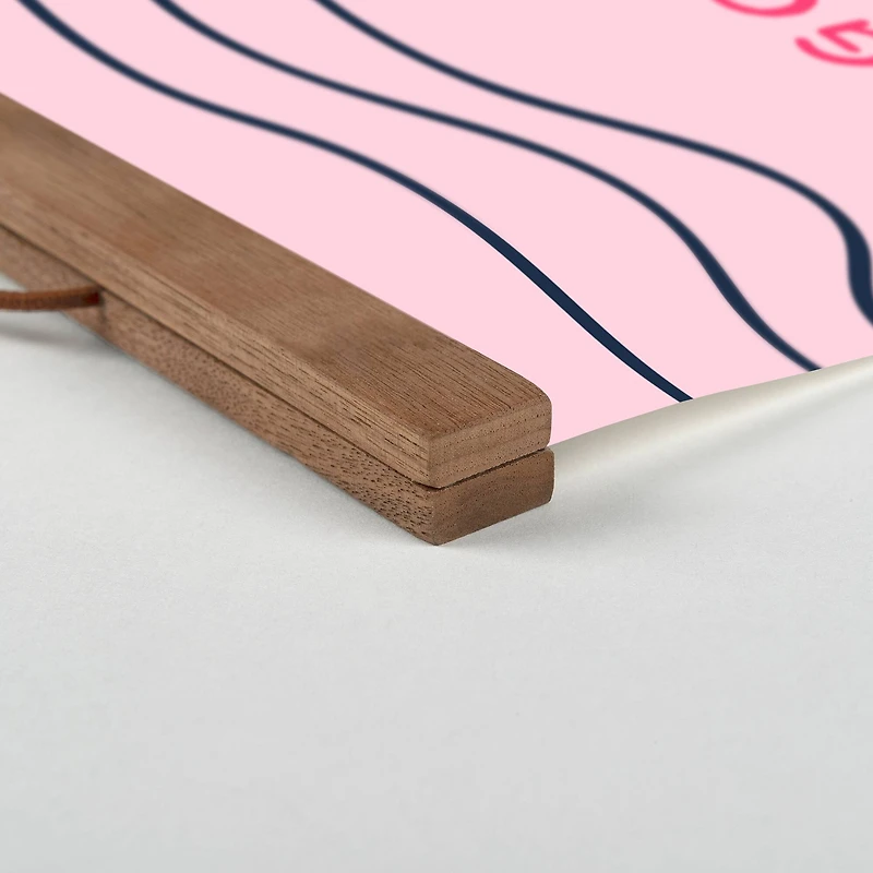 Pink Summer Words 16" x 16" Teak Hanging Canvas