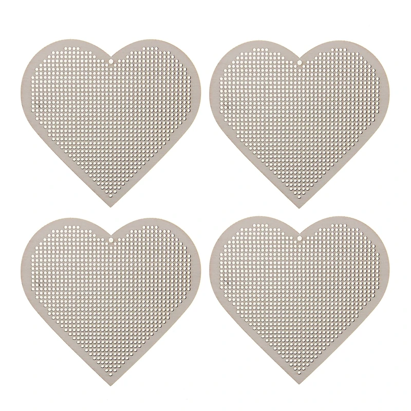 4" Heart Cross Stitch Wood Canvas, 4ct. by Loops & Threads®