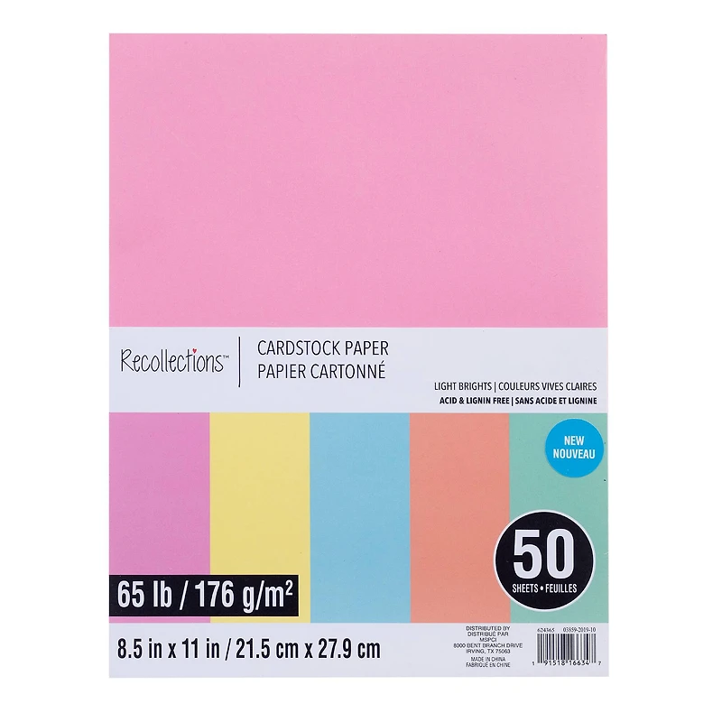 12 Packs: 50 ct. (600 total) Light Brights 8.5" x 11" Cardstock Paper by Recollections™