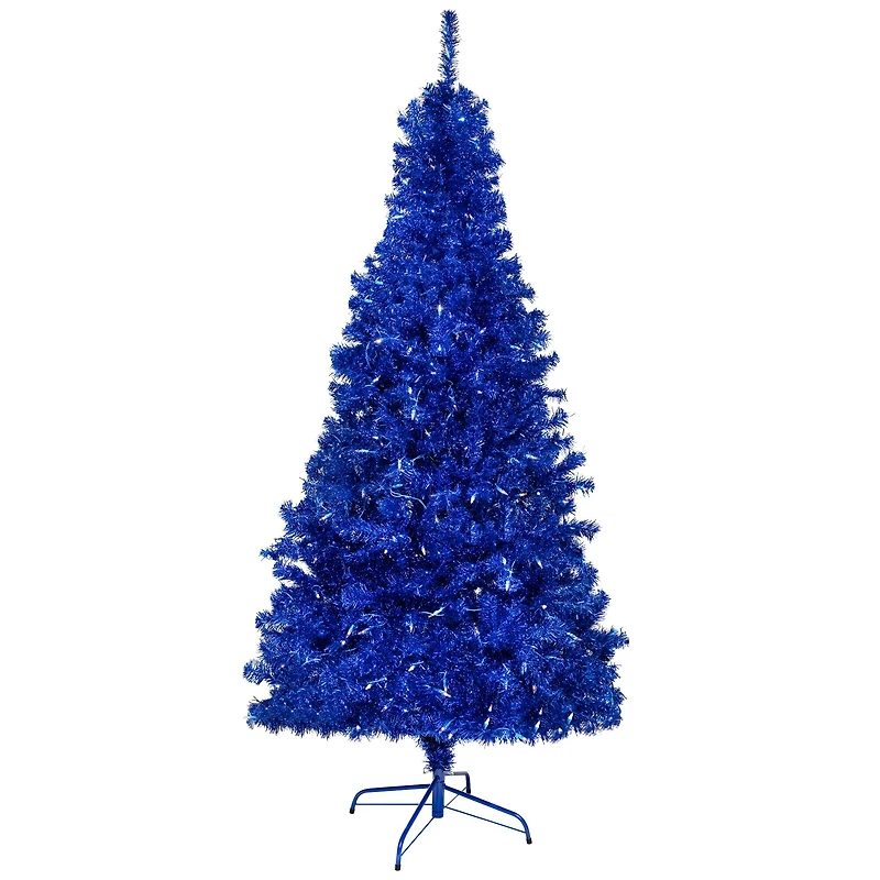 9ft. Pre-Lit Blue Artificial Tinsel Christmas Tree, Clear Lights